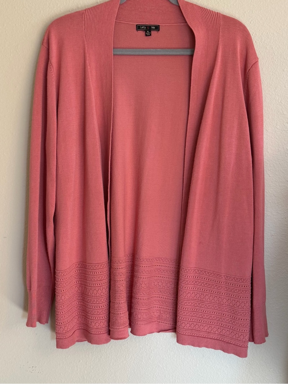 Lety & Me Open-Front Knit Cardigan in Dusty Pink